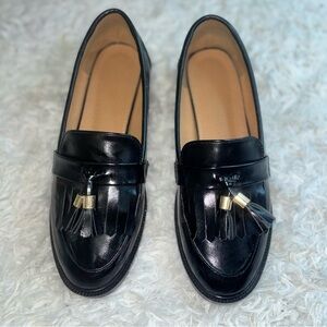 Black Tassel Loafers Classic Slip On Dress Shoes | Size 8